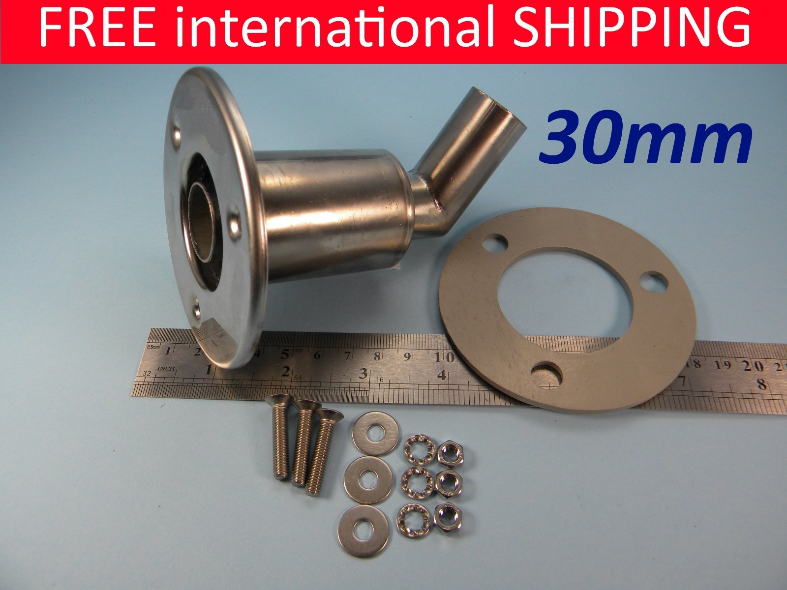Stainless steel thru hull / exhaust fitting 30mm sim to asto