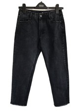 Ladies Black Missguided Straight Leg Fray Hem Denim Jeans - Size 6