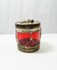 Vintage Viners International Silver Plated Red Drum Shaped Relish Condiment Jar