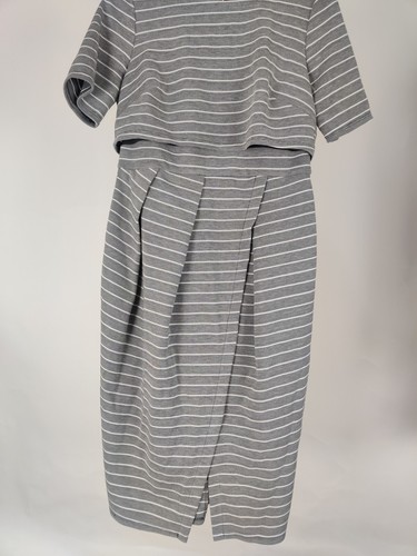 Asos Maternity Women Stripes Dress Midi Casual Gray Stripes Size 10 - Picture 4 of 9