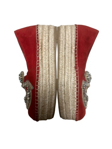100% Authentic Miu Miu Red Suded with Crystal Shoes Size: 37 - Picture 4 of 23