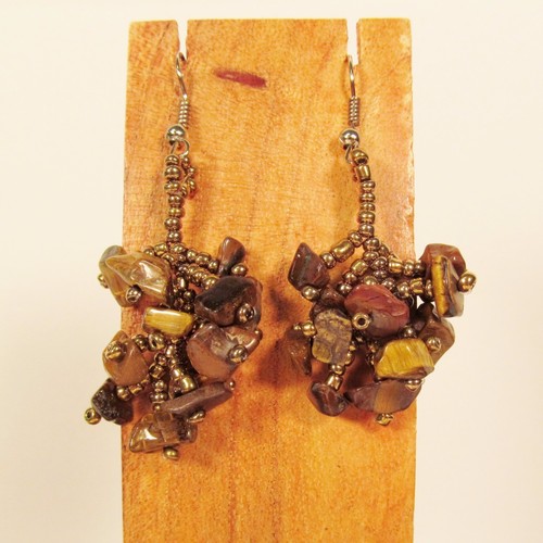 Orecchini Con Diaspro Viola E Perle A Goccia - Gioielli - Orecchini... | Su - Foto 5