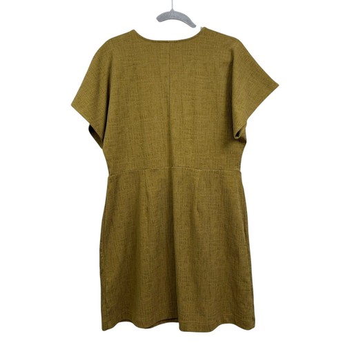 Madewell Womens Faux Wrap Dress V Neck Short Sleeve Wrap Front Olive Green Sz XL - Picture 5 of 6