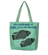 Recycled Fish Feed Bag Large Deluxe Beach Tote Fair Trade from Cambodia