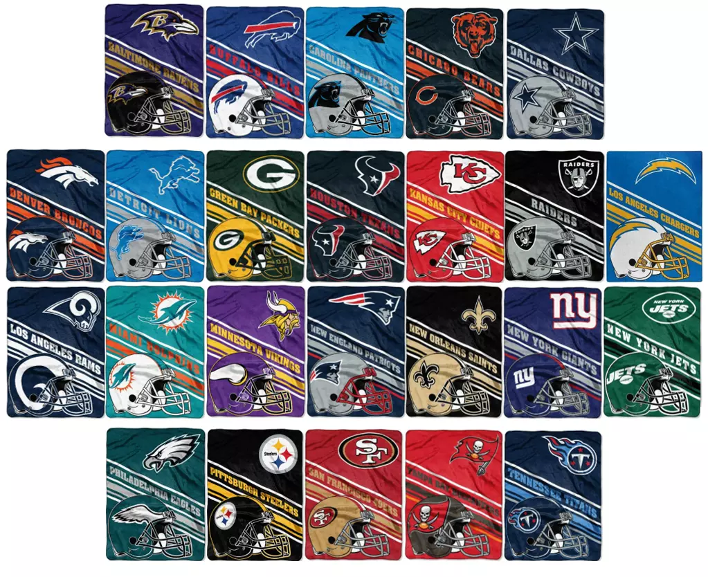 NFL Slant Raschel Throw Supersized Supersoft Royal Plush Blanket 60