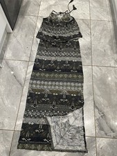 ladies NEXT size 8 dark grey long maxi strappy summer holiday beach dress