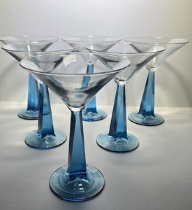 6 Bombay Sapphire Gin Collection Martini Glass Blue Square Twisted Stem