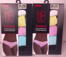 No Boundaries 5 Pair Cotton Thongs Size XL Lot Of 2 - New.         64 