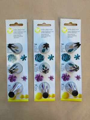 Wilton - Extra große Tüllen - 3 x 3er-Set - Tüllen - 1M - 2A - 2D - 