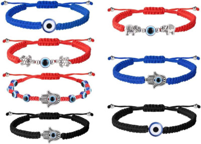 7 Pulseras Roja Proteccion del Mal de Ojo Buena Suerte Ajustable Hamsa Ojo Turco