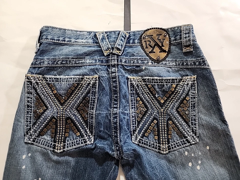 X RAY Jeans Men's Size 32 X 28 Denim Metal Logo Back Accented Pockets Dark Wash - Image 2 of 4