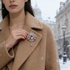 Pink Sparkling Brooch with Rhinestone Crystal for Women Dress Coat Jewelry — photo 3