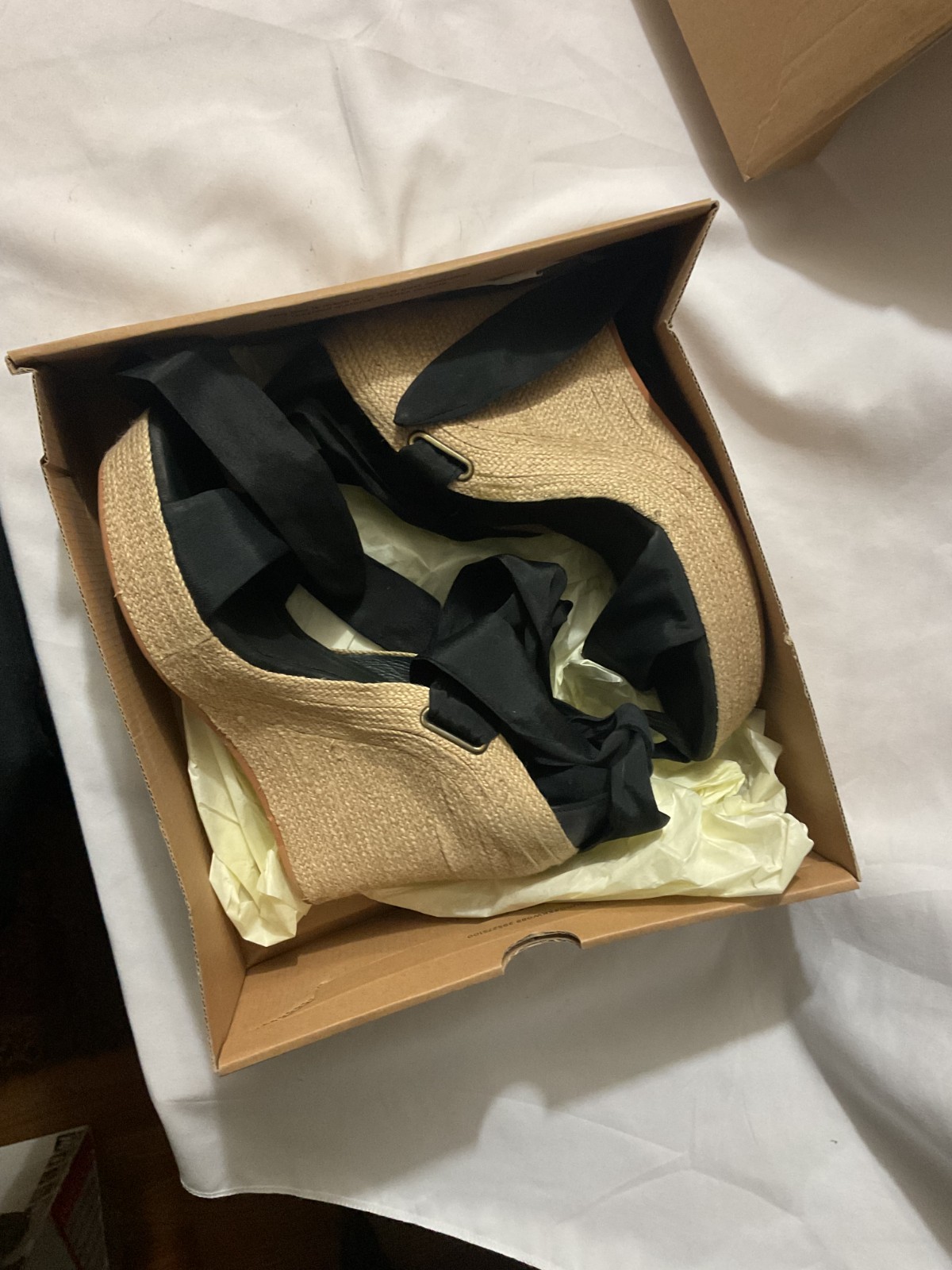 UGG Lucianna Wedge Espadrille Sandal Sz 9.5 Bohemian Silk Ankle Wrap Beach Chic