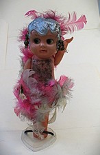 Vintage Pre War Japan Celluloid Feather Carnival Doll