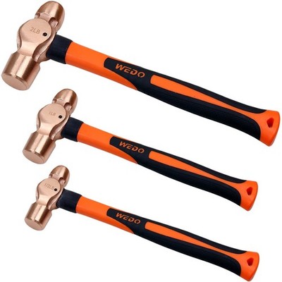 WEDO 3PCS Copper Ball Peen Hammer Set, 8 Oz + 16 Oz + 32 oz(1/2lb+1LB+2lb),Ball