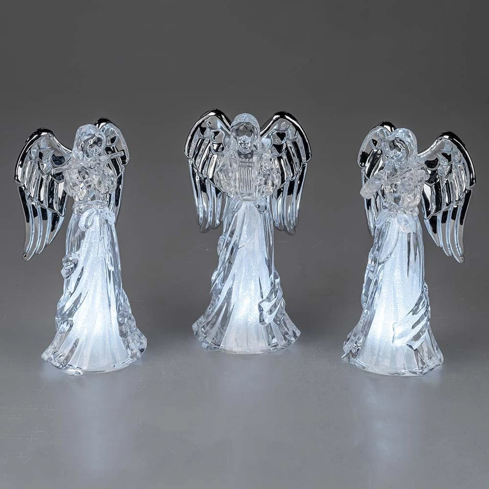 Engel mit silbernen Flügeln 17 cm Acryl LED-Licht formano 506115 Weihnachtsdeko