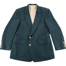 Johnny Bench MVP Collection Blazer Teal Hopsack Gold Crest Button Sport Coat
