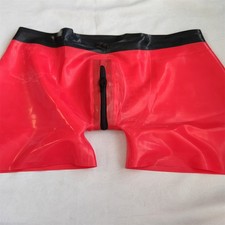 Men Latex Boxer with Zip Front to Back Rubber Shorts Custom Made Underwear