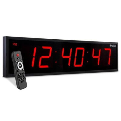 Ivation 36'' Large Digital Clock, LED Digital Wall Clock W/Timer & Alarm, Red