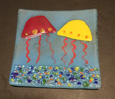 Jellyfish Fused Art Glass Dish Beach Nautical...