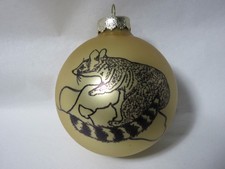 NEW HANDPAINTED RINGTAIL CAT GLASS GOLD CHRISTMAS ORNAMENT 2 3/4"