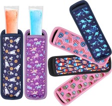 Popsicle Holder for Kids, 6 Pieces Ice Pop Neoprene Anti Freezing Sleeves, Fr...