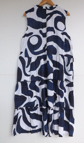 New Virtuelle Taking Shape Dress 20 Blue White Midi A Line TS Ruffle Tiered - Picture 8 of 9