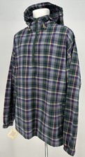 EDDIE BAUER VTG 90s M LRG Plaid 1/2 Zip Cotton Anorak Jacket in Marine XL/XG NWT