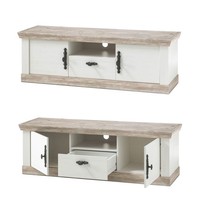Tv-Lowboard Pinie Weiß 156Cm Landhaus Fernsehschrank Tv-Tisch Hifi Rack Kommode