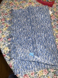 J Mclaughlin Tapestry Scarf NWT $98 Tassel Cotton Blue