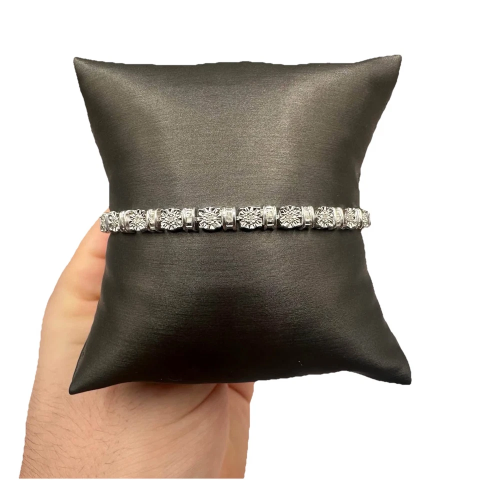 7.5” .25cwt Genuine Diamond Tennis Bracelet In .925 Silver - Image 3 of 3
