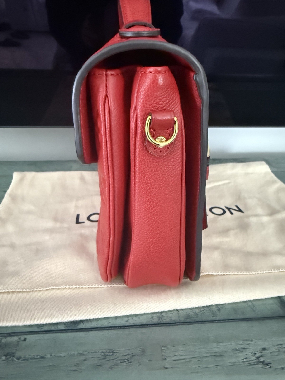 $3000 LOUIS VUITTON Pochette Metis Bag Empreinte Leather Red image 3