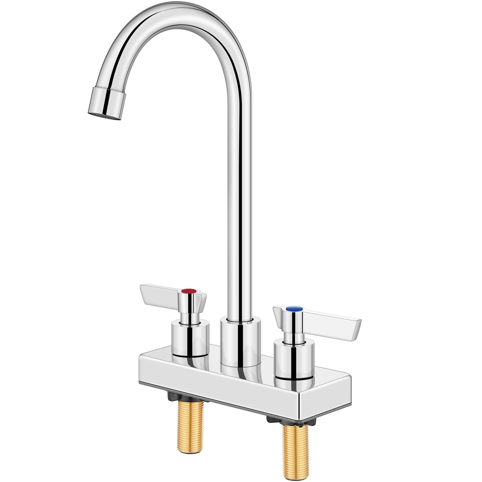 Compact 4-Inch 2-Hole Deck Mount Bar Sink Faucet with Dual Handles