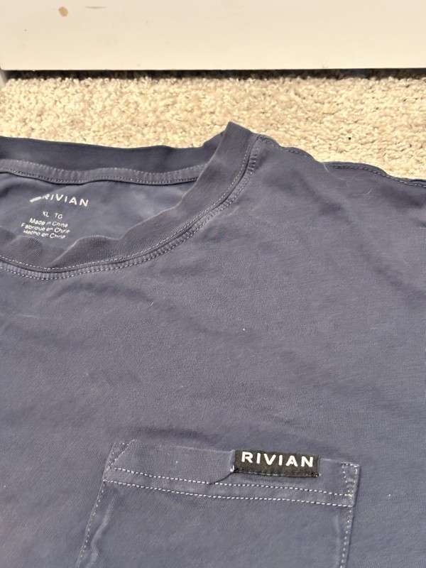 Rivian Heritage Pocket T Shirt XL Color Storm Blue 45”-48”