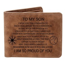 To My Son Gifts,Leather Wallet for Men,Engraved Personalized Leather Wallet,B...