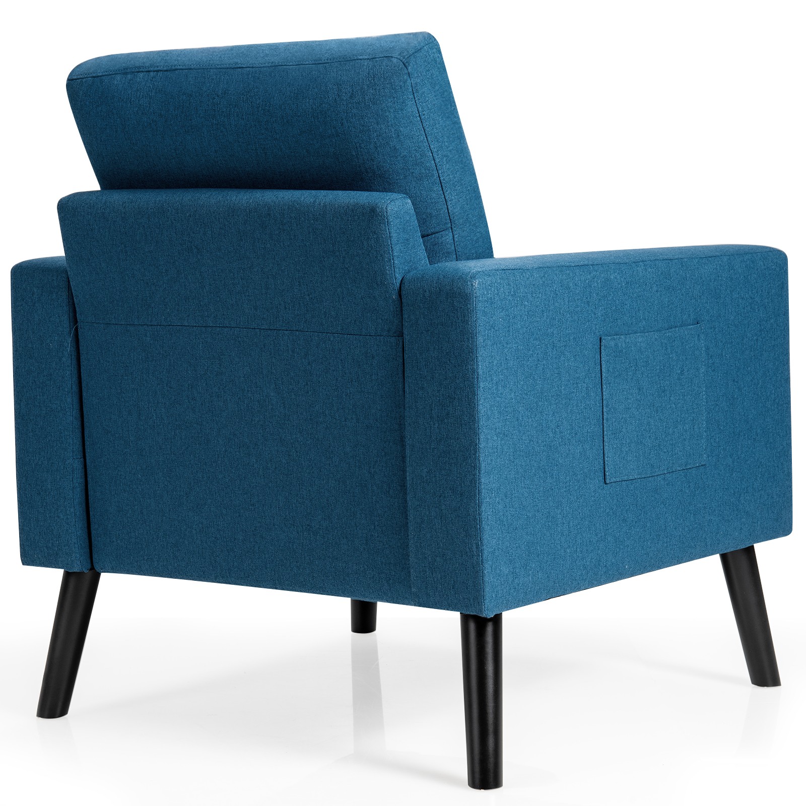 Set of 2 Accent Armchairs Upholstered Single Sofa Chairs w/ 2-Side Pockets Navy