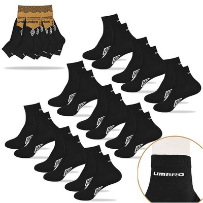 Umbro 9 Paar - Quarter Socken in Schwarz mit Baumwolle