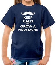 Keep Calm And Grow A Moustache - Kids T-Shirt - Mo Beard Facial Hair Funny Bro