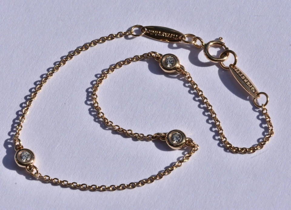 Tiffany & Co Diamanten by the Yard Armband 18k Gelbgold 3 Diamanten - Bild 3 von 4
