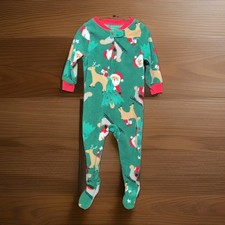 Carter's Baby Boys Christmas Fleece Footie PJ Sleeper Green Santa Reindeer 12 M