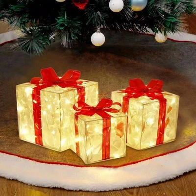GARDEN MILE Christmas Gift Boxes Decoration 5x LED Light Up Presents Parcels Xmas Decor Home