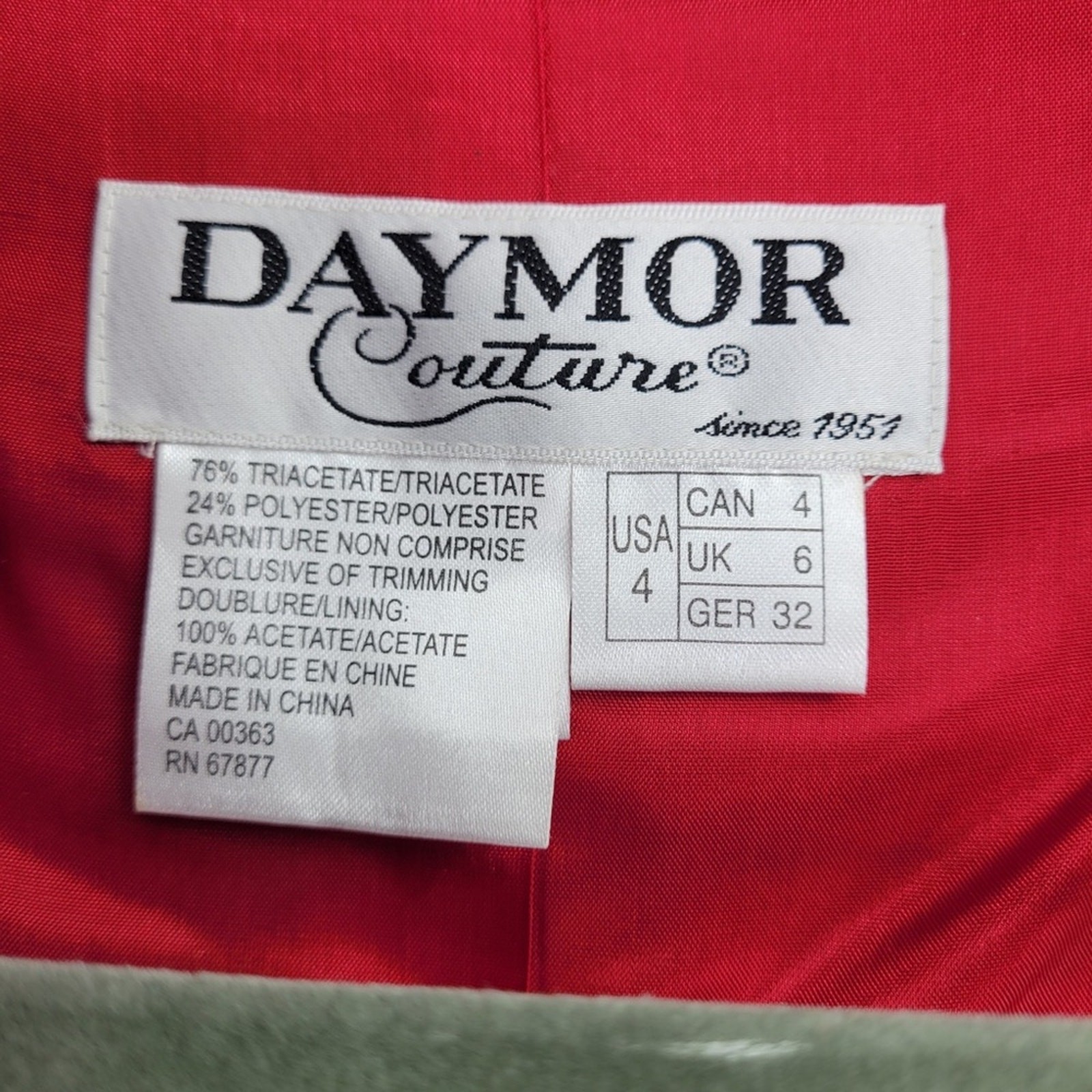 Daymor Couture Red Long Evening Gown & Jacket Size 4 NWT