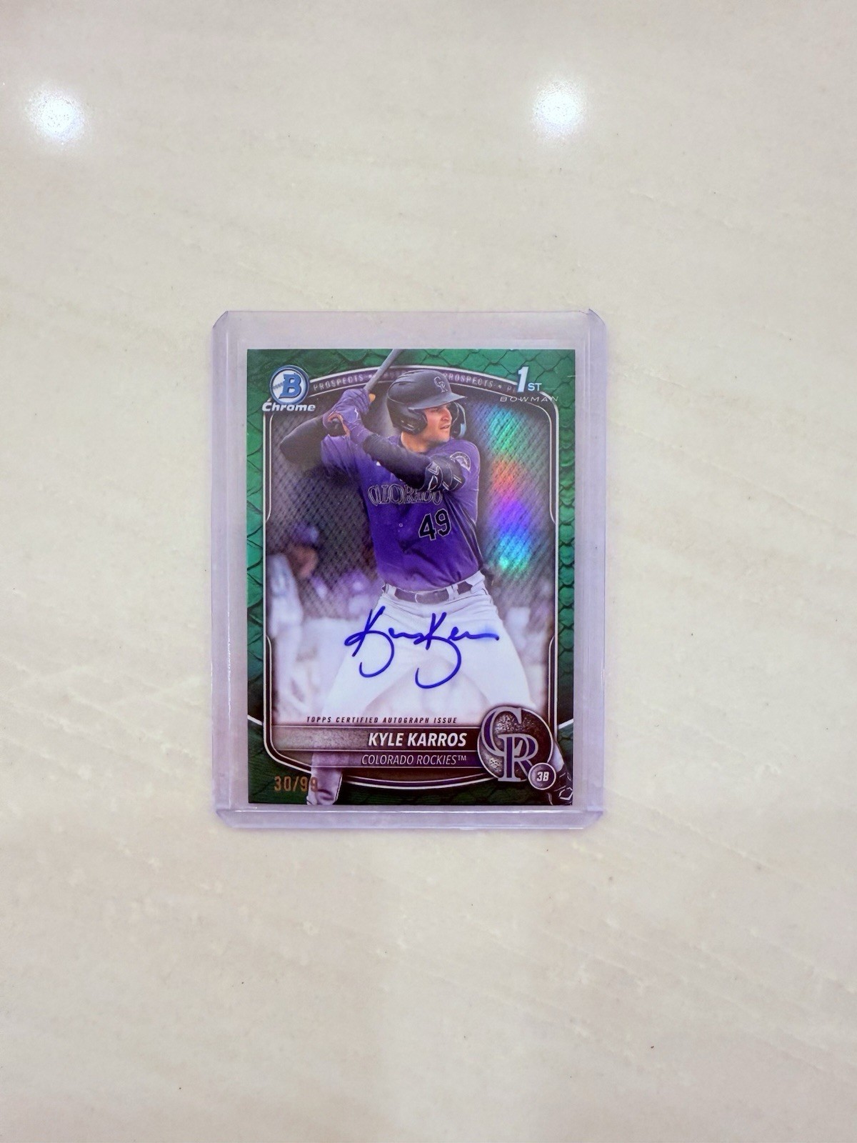 2025 Bowman Chrome Kyle Karros 1st Auto Green Reptilian 30/99