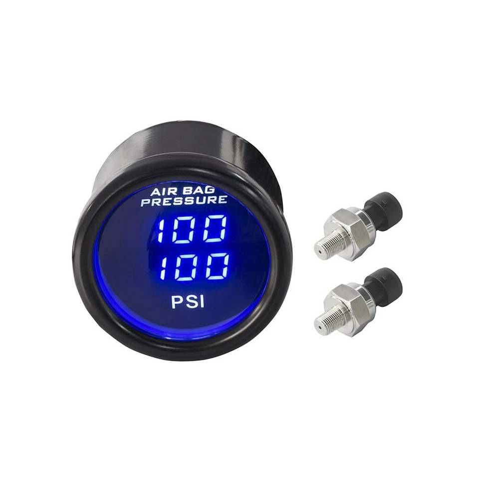 Manómetro de presión de aire para suspensión neumática de coche con doble pantalla azul 52 mm 0-220 PSI Foto 4 de 4