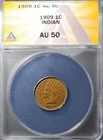 1909 indian head penny cent AU-50