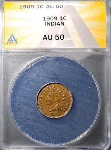 1909 indian head penny cent AU-50