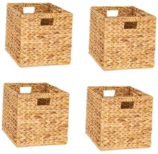10.5 x 10.5 Storage Cubes, Wicker Storage Baskets 10.5x10.5in Natural - 4 packs