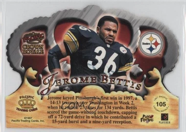 1997 Pacific Crown Royale Jerome Bettis #105 HOF - Image 2 of 2