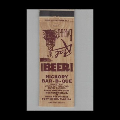 Matchbook Cover Hickory Bar-B-Que Fort Myers, FL #4