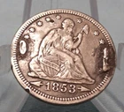 1853 ARROWS SILVER Seated Liberty Quarter~Love Token~Detailed Hand Engraving
